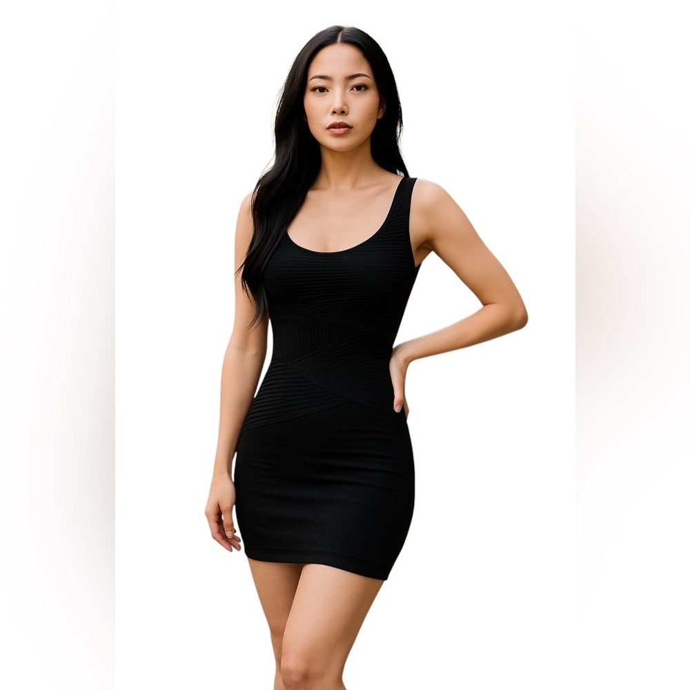 Free People Bodycon Black Ribbed Tank Mini Dress |Size M perfect for a night out